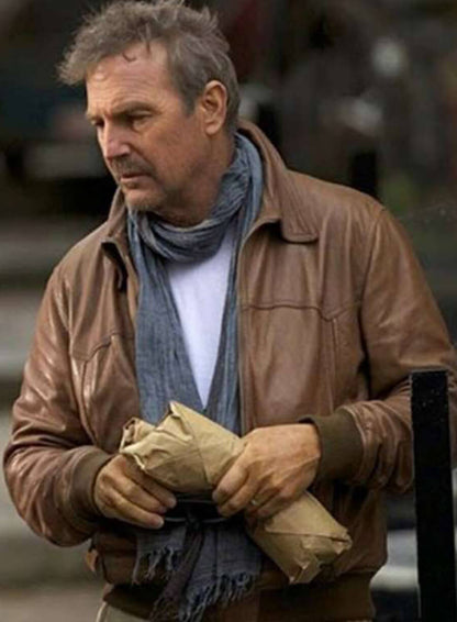  Kevin Costner 3 Days To Kill Brown Leather Jacket