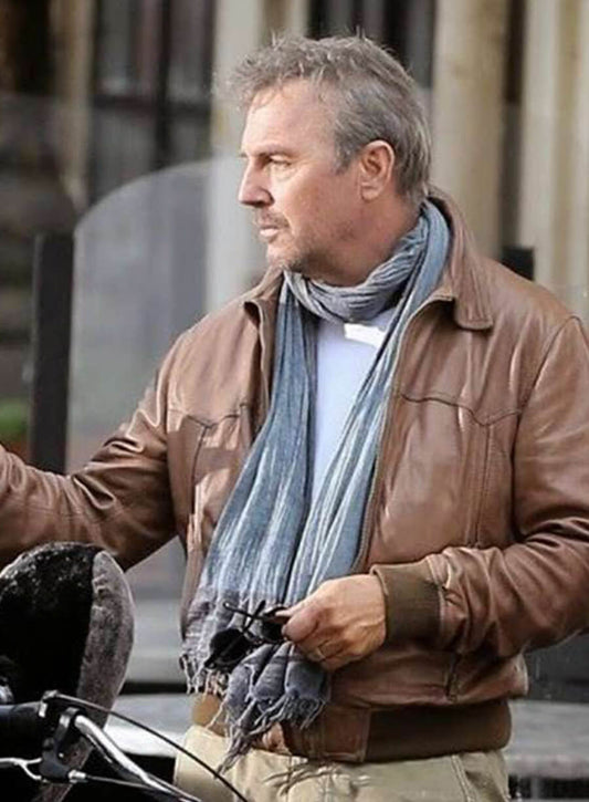  Kevin Costner 3 Days To Kill Brown Leather Jacket