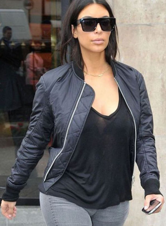 Kim Kardashian Black Bomber Jacket