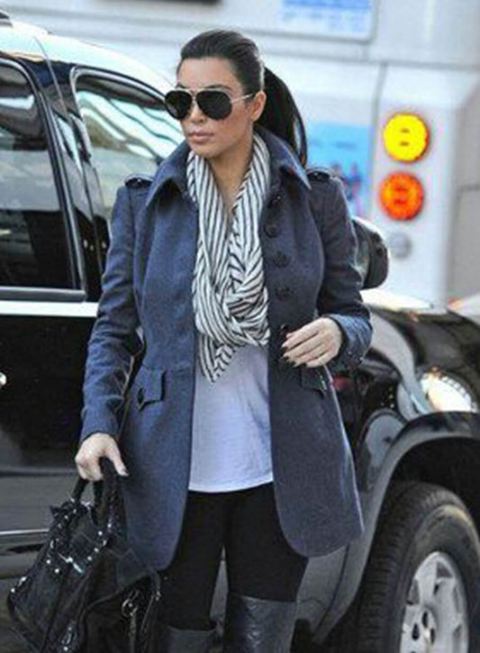 Kim Kardashian Blue Coat