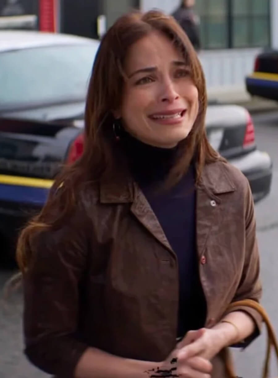 Kristin Kreuk Murder in a Small Town S02 Brown Leather Jacket