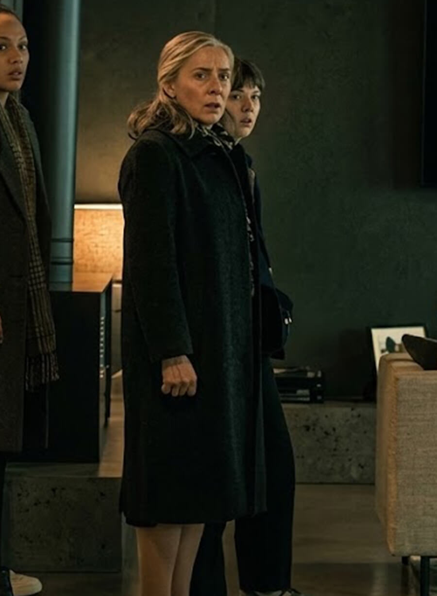 Kristin Scott Slow Horses S06 Black Wool Coat