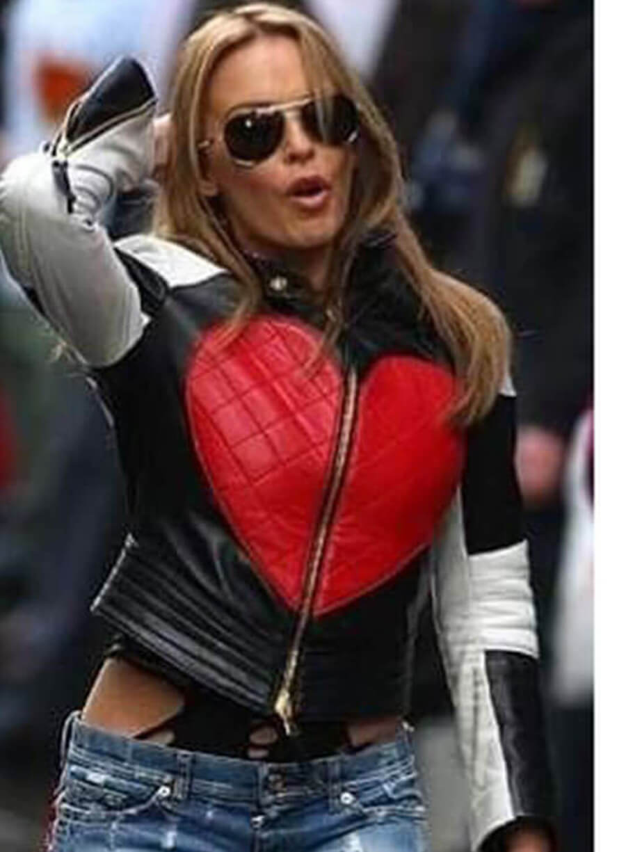 Kylie Minogue Red Heart Timebomb Leather Jacket
