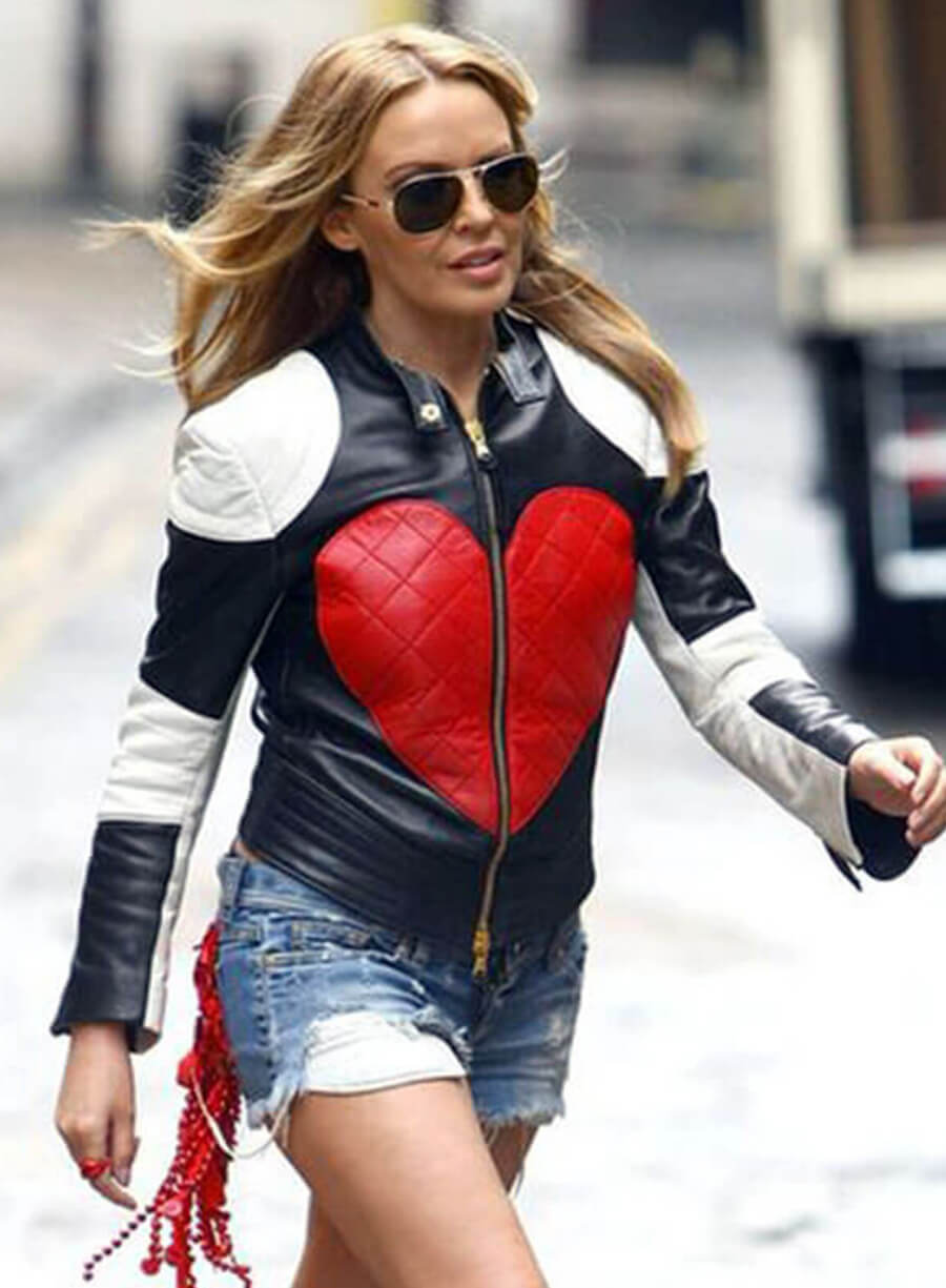 Kylie Minogue Red Heart Timebomb Leather Jacket