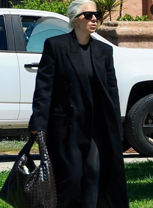 Lady Gaga Black Wool Coat