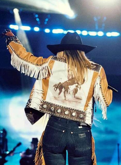 Lainey Wilson People’s Choice Awards Brown Leather Jacket