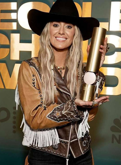 Lainey Wilson People’s Choice Awards Brown Leather Jacket
