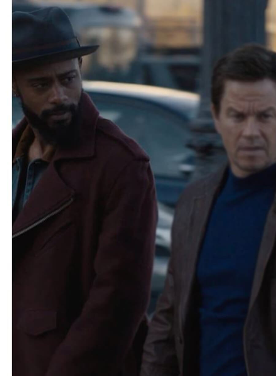 LaKeith Stanfield Play Dirty 2025 Maroon Wool Coat