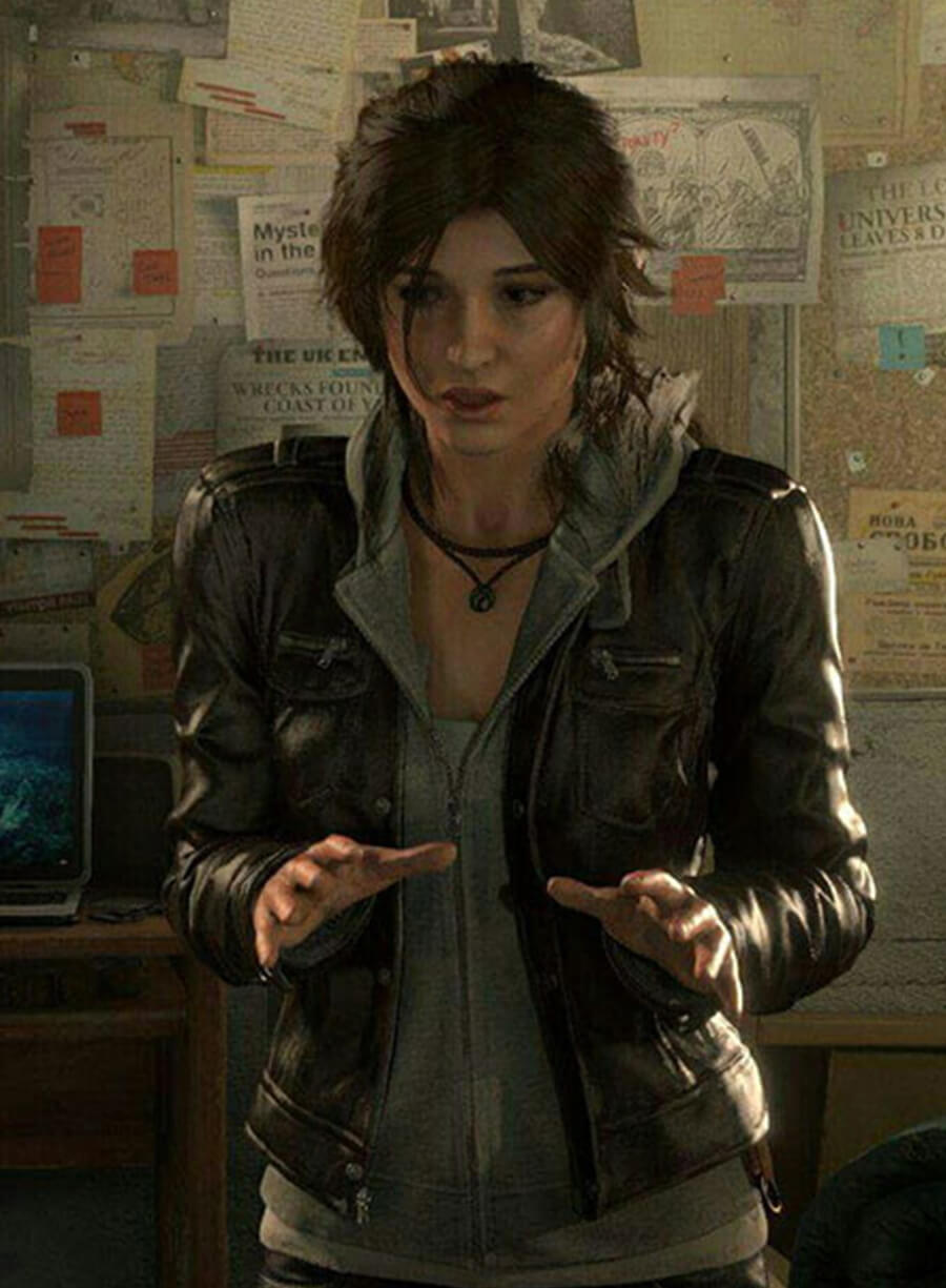 Lara Croft Rise of the Tomb Raider Black Leather Jacket