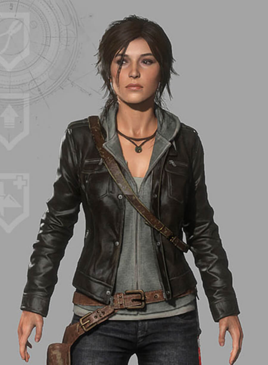 Lara Croft Rise of the Tomb Raider Black Leather Jacket