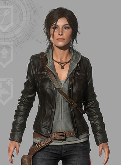 Lara Croft Rise of the Tomb Raider Black Leather Jacket