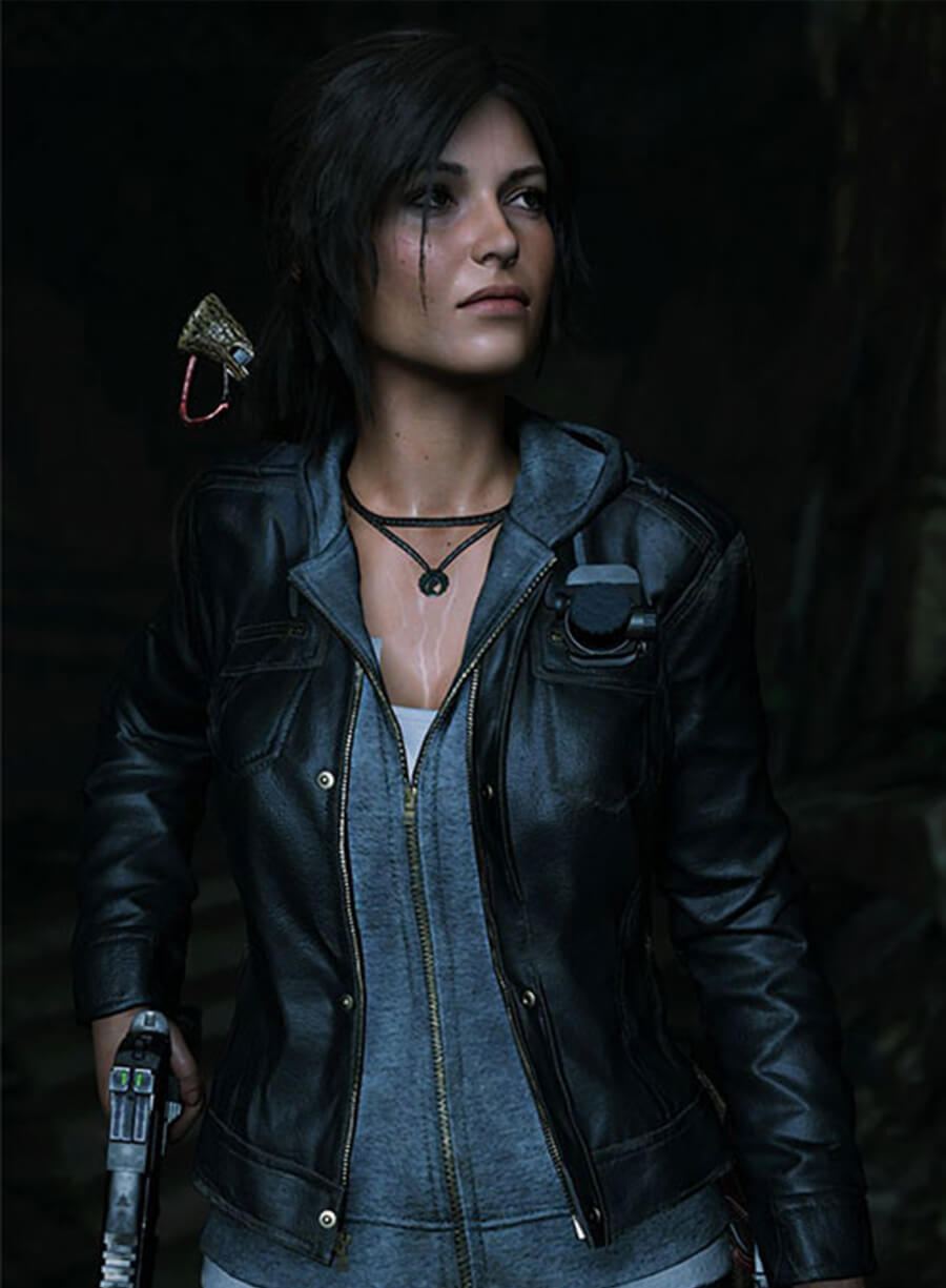 Lara Croft Rise of the Tomb Raider Black Leather Jacket