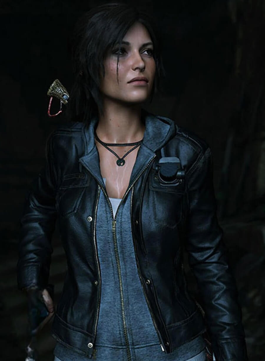 Lara Croft Rise of the Tomb Raider Black Leather Jacket