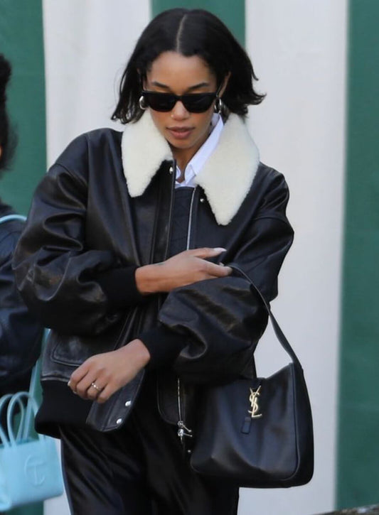 Laura Harrier Black Leather Jacket
