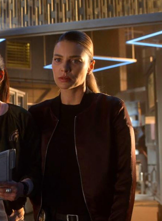 Lauren German Lucifer S04 Brown Bomber Leather Jacket