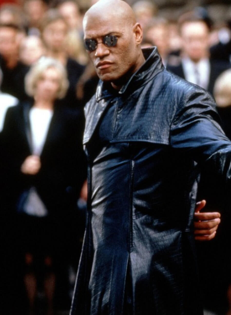 Laurence Fishburne Morpheus The Matrix Black Leather Coat