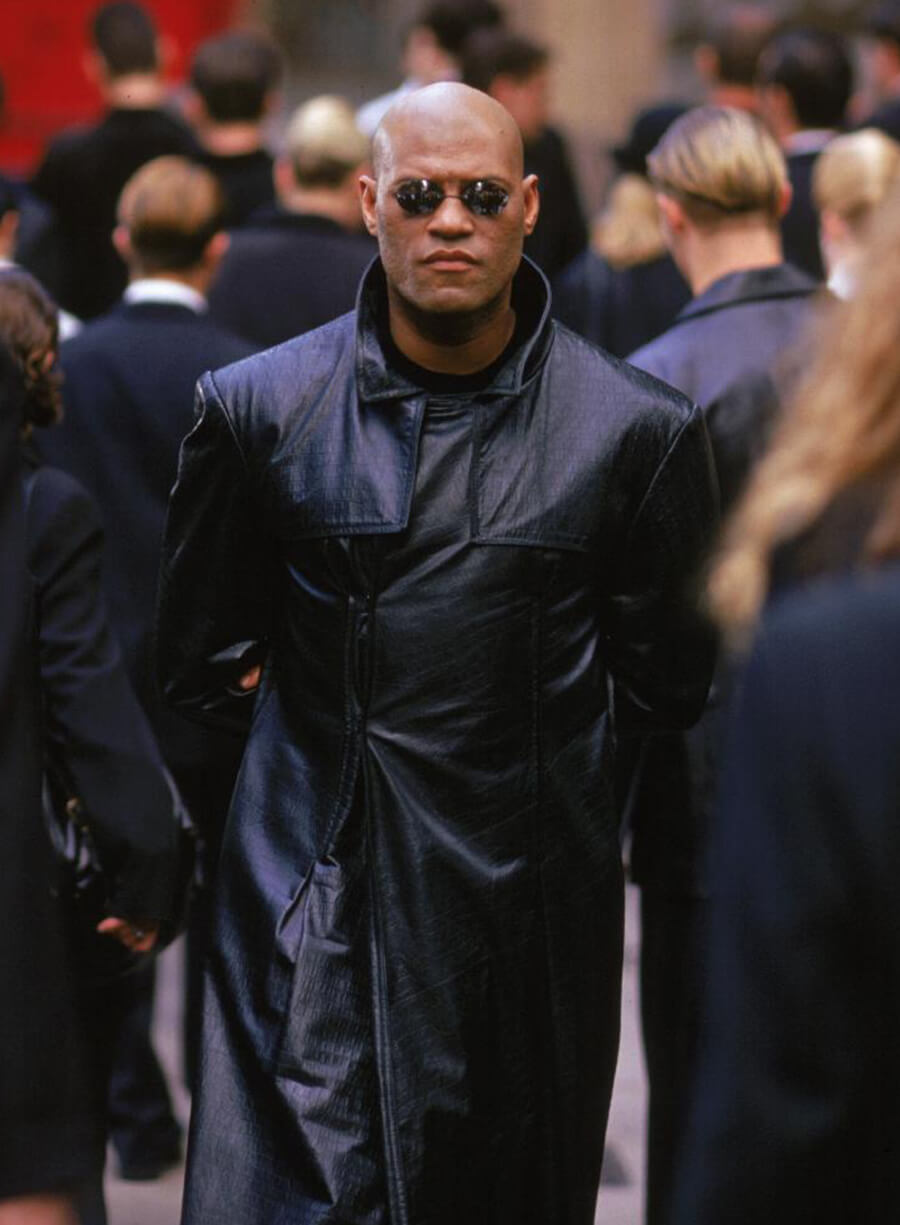 Laurence Fishburne Morpheus The Matrix Black Leather Coat