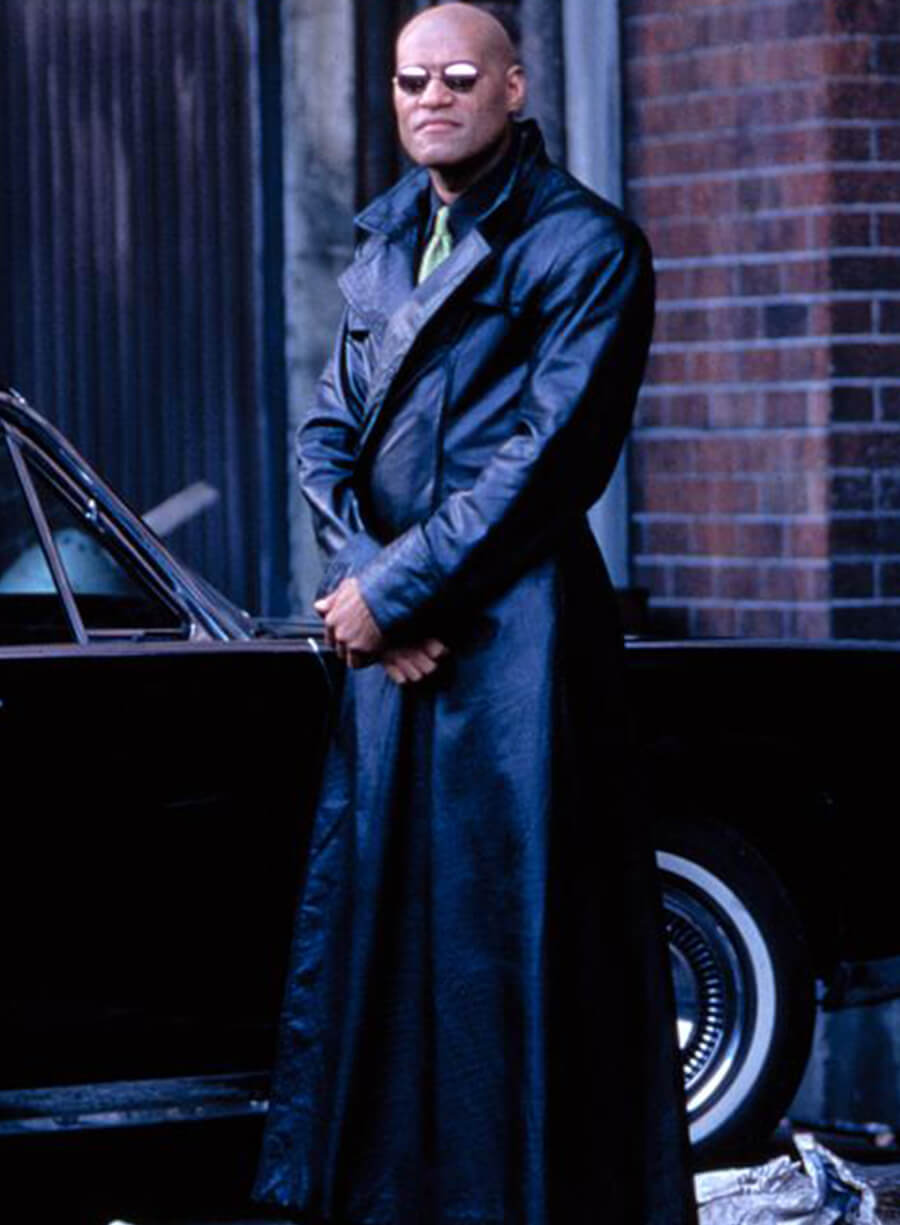 Laurence Fishburne Morpheus The Matrix Black Leather Coat