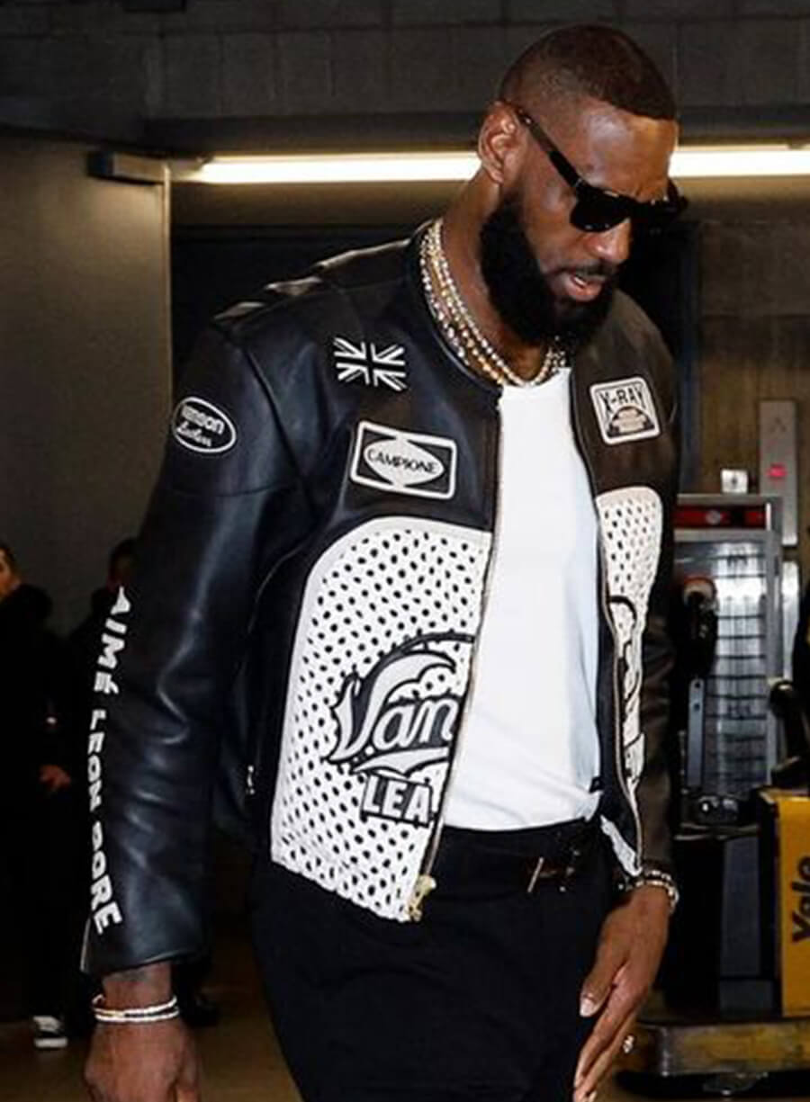 LeBron James Aimé Leon Dore Black Leather Jacket