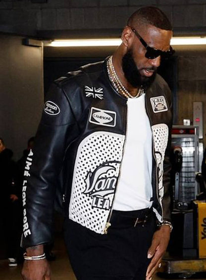LeBron James Aimé Leon Dore Black Leather Jacket