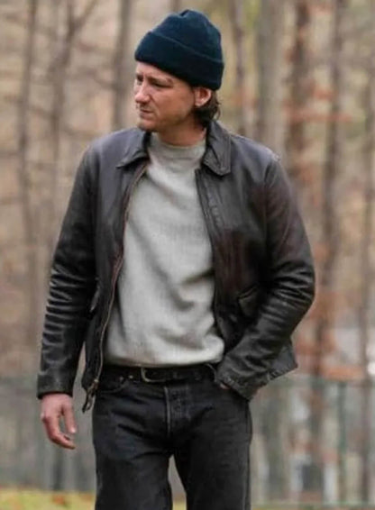 Lewis Pullman Riff Raff Dark Brown Leather Jacket