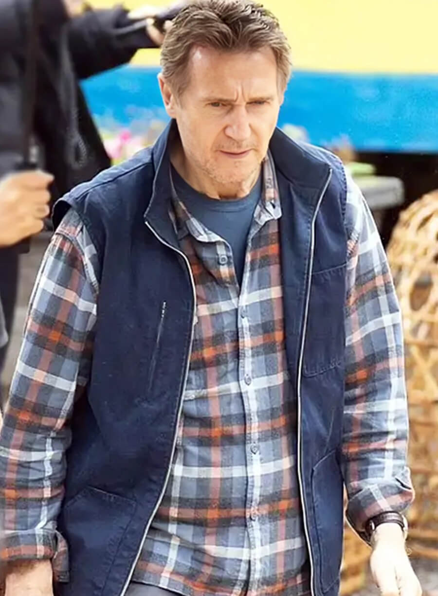 Liam Neeson Ice Road Vengeance 2025 Blue Vest