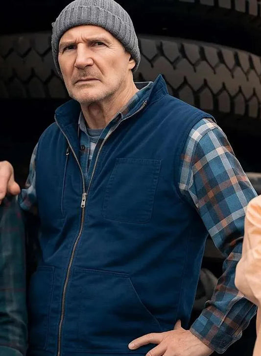 Liam Neeson Ice Road Vengeance 2025 Blue Vest
