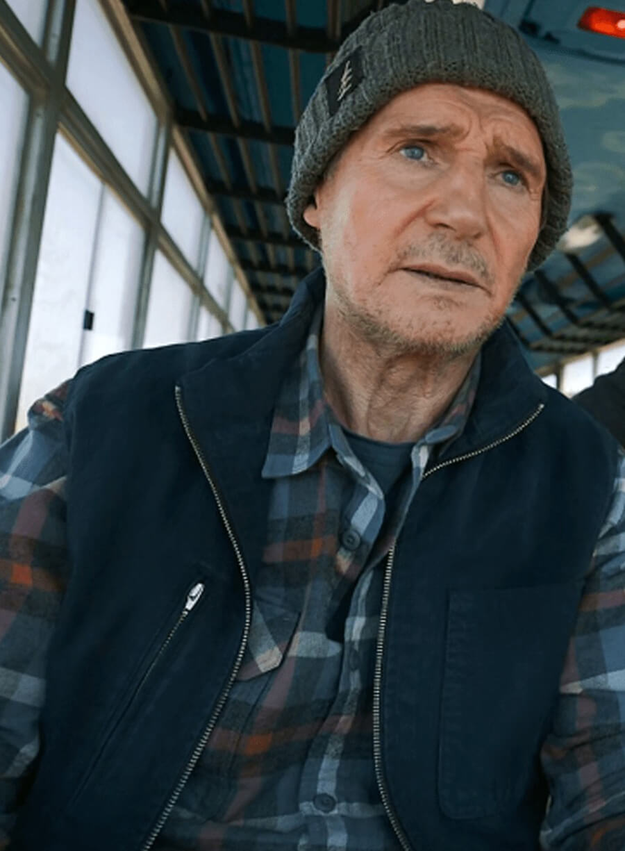 Liam Neeson Ice Road Vengeance 2025 Blue Vest
