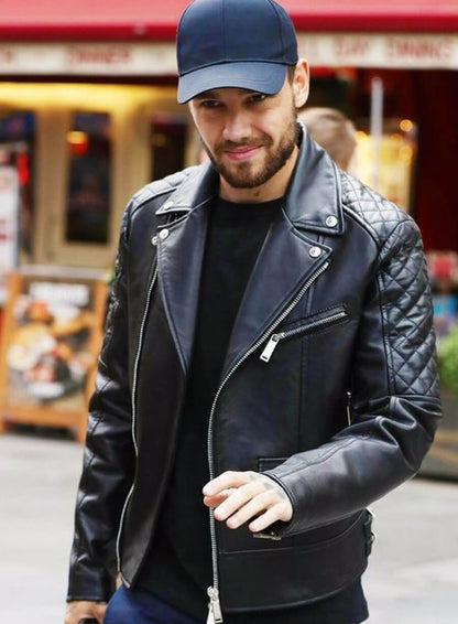 Liam Payne Black Biker Leather Jacket