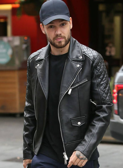 Liam Payne Black Biker Leather Jacket