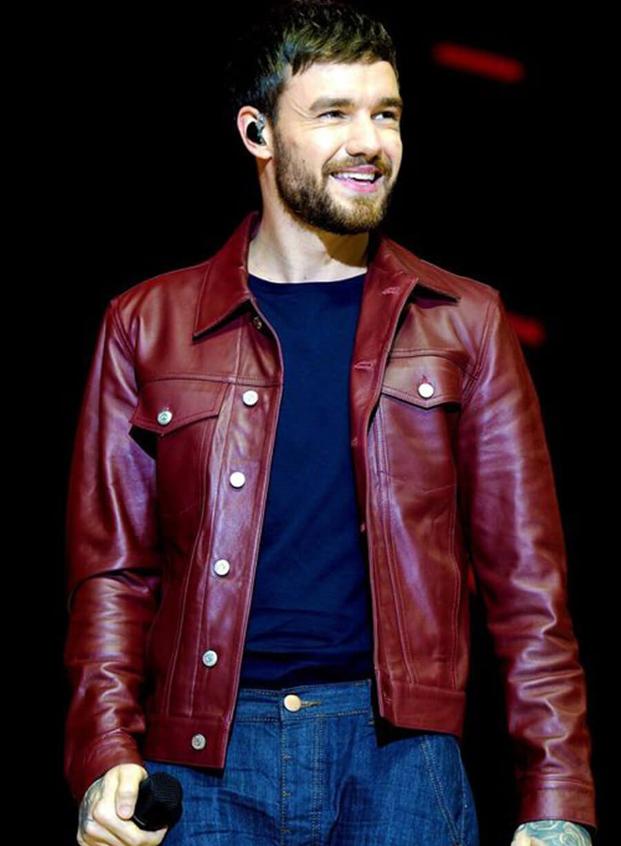 Liam Payne Maroon Leather Jacket