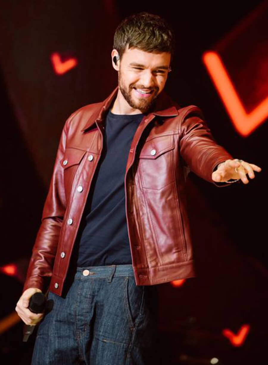 Liam Payne Maroon Leather Jacket