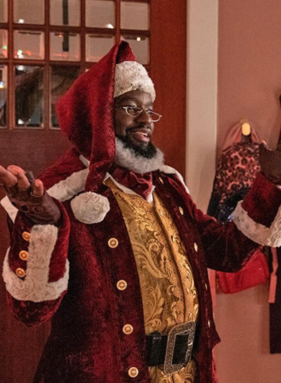 Lil Rel Howery Dashing Through The Snow Red Santa Coat