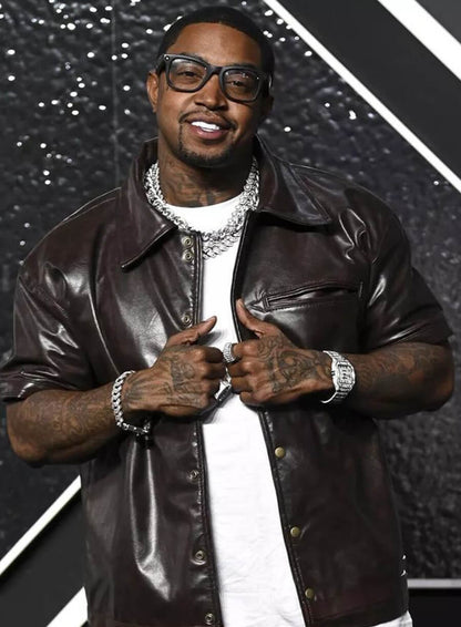 Lil Scrappy Brown Leather Shirt