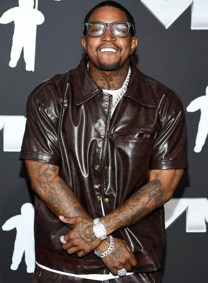 Lil Scrappy Brown Leather Shirt