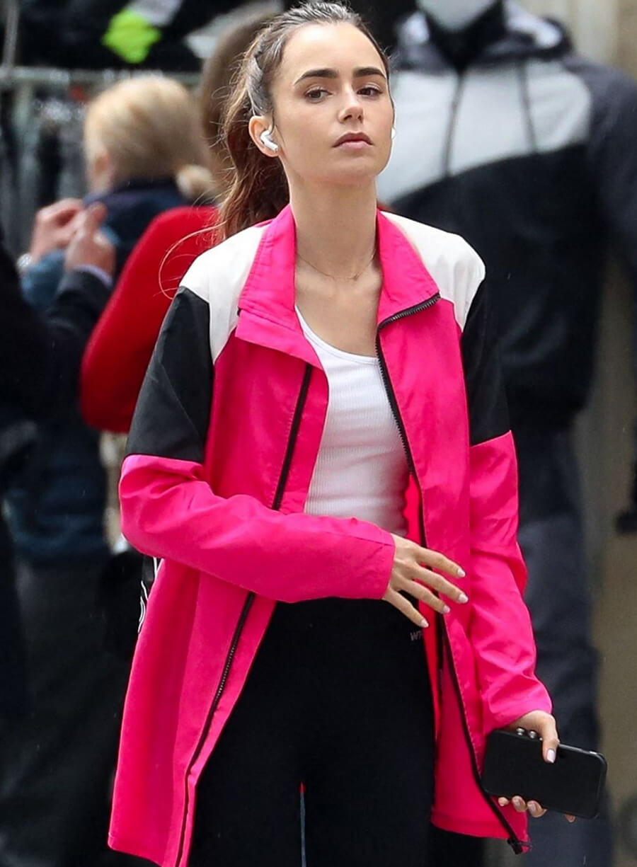 Lily Collins Emily in Paris Pink Jacket