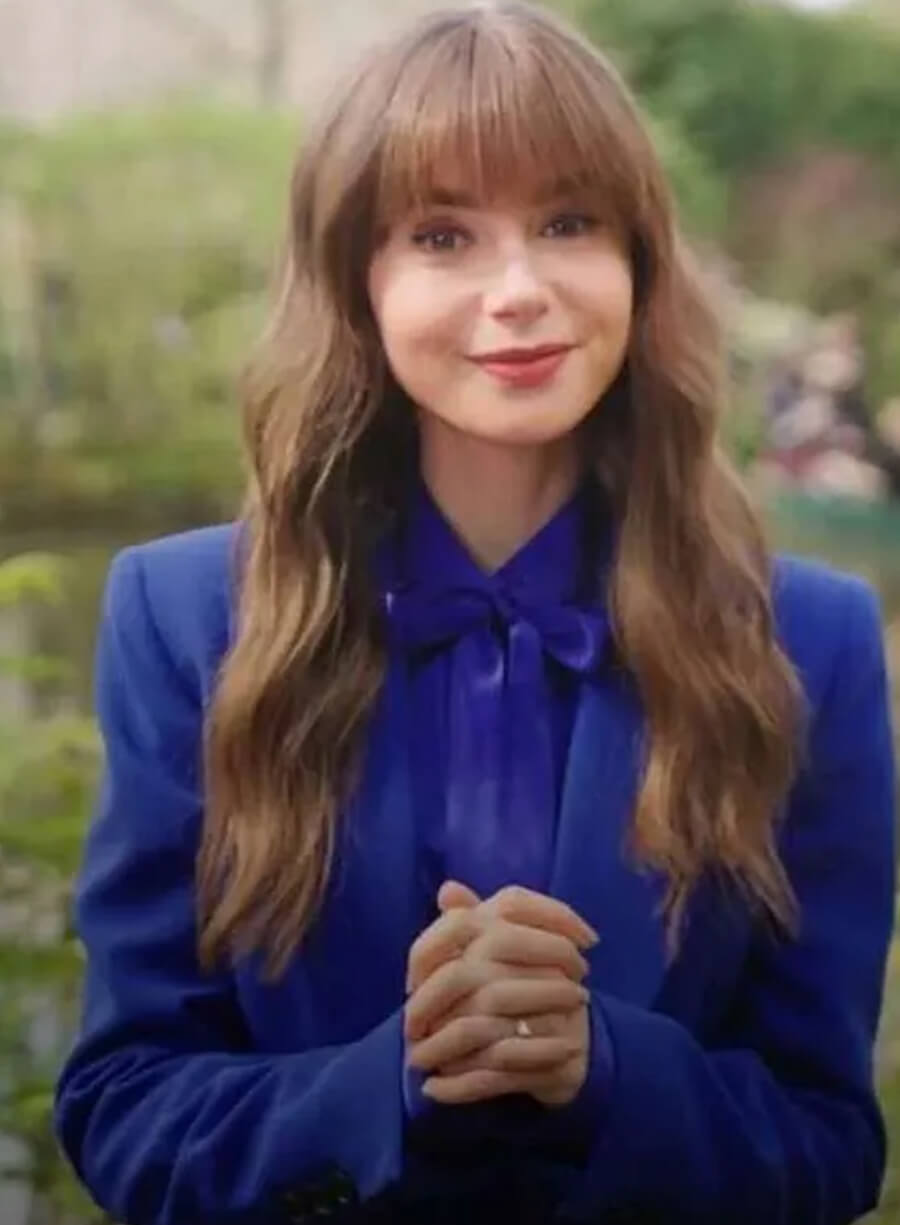 Lily Collins Emily in Paris S04 Blue Suit
