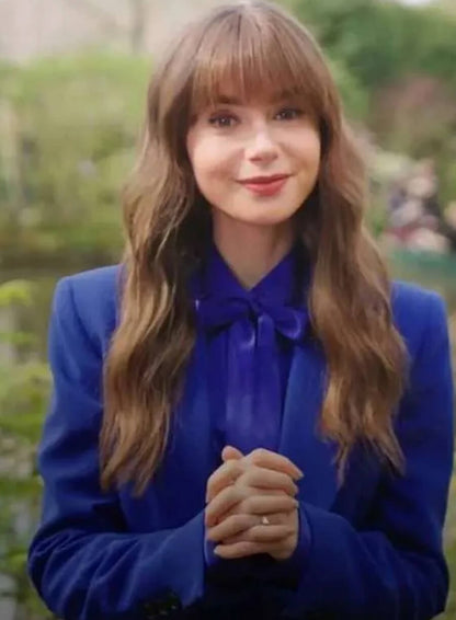 Lily Collins Emily in Paris S04 Blue Suit