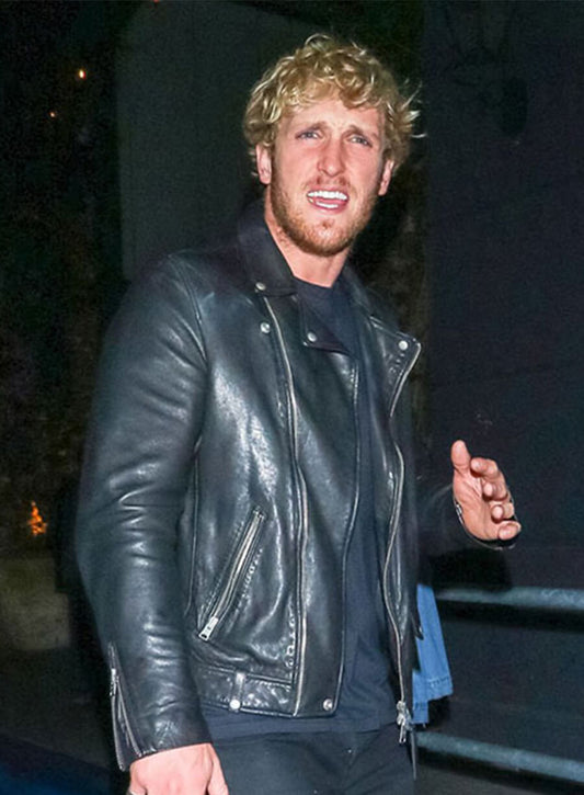 Logan Paul Black Biker Leather Jacket