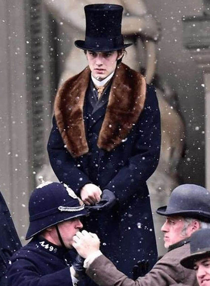 Louis Partridge House of Guinness 2025 Black Wool Coat