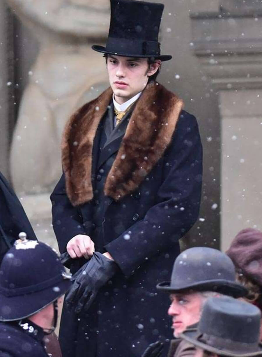 Louis Partridge House of Guinness 2025 Black Wool Coat