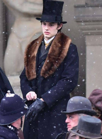 Louis Partridge House of Guinness 2025 Black Wool Coat