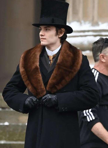 Louis Partridge House of Guinness 2025 Black Wool Coat