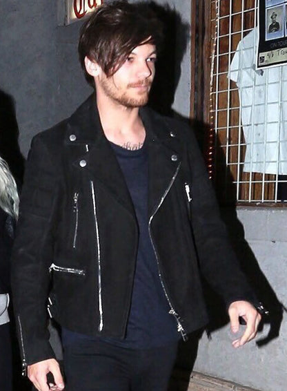 Louis Tomlinson Black Suede Leather Jacket