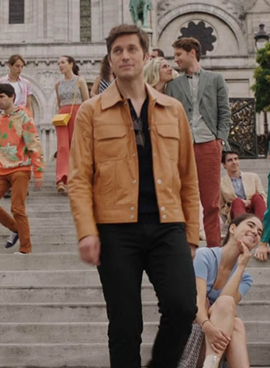 Lucas Bravo Emily In Paris Leather Jacket