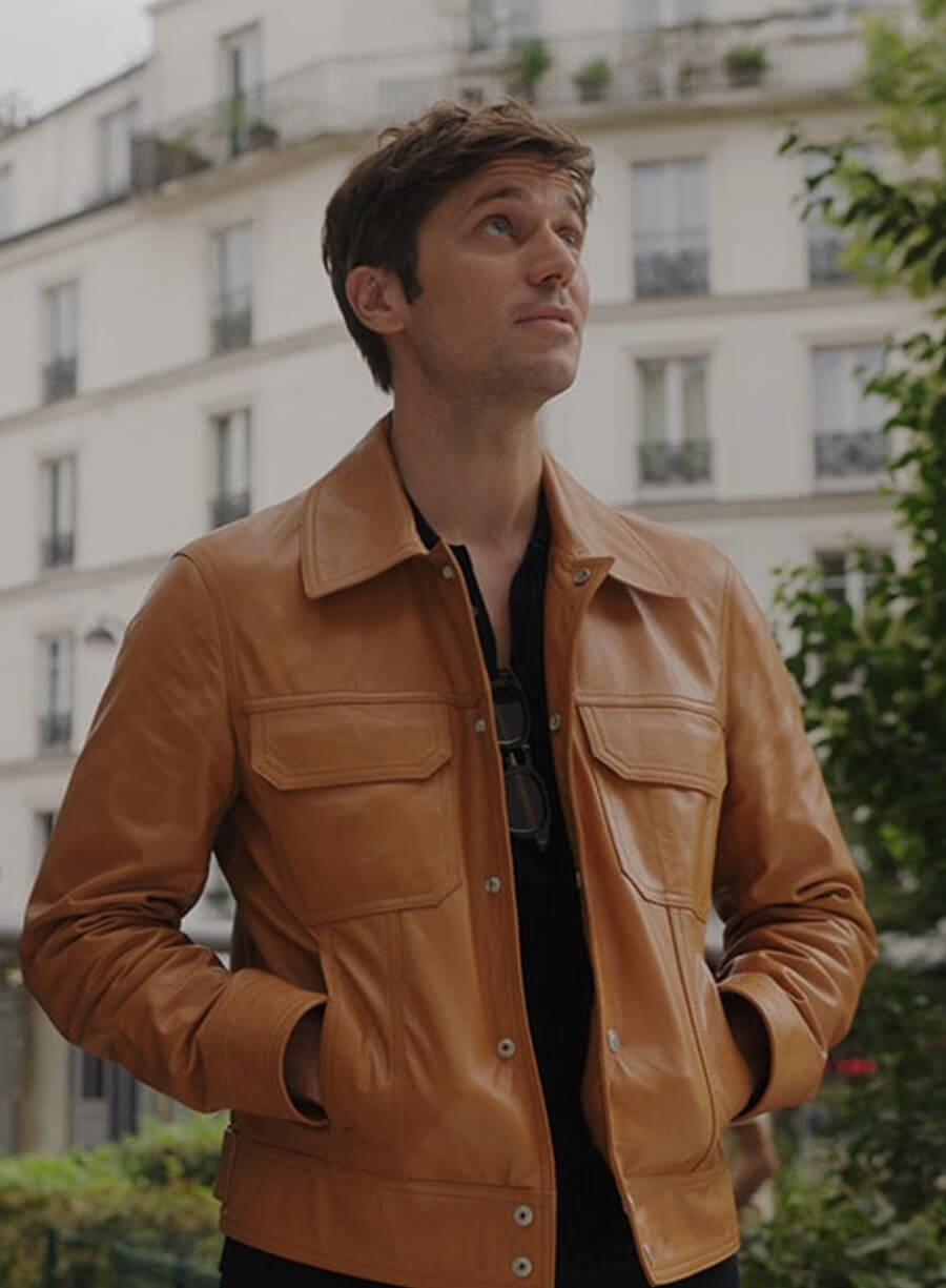 Lucas Bravo Emily In Paris Leather Jacket