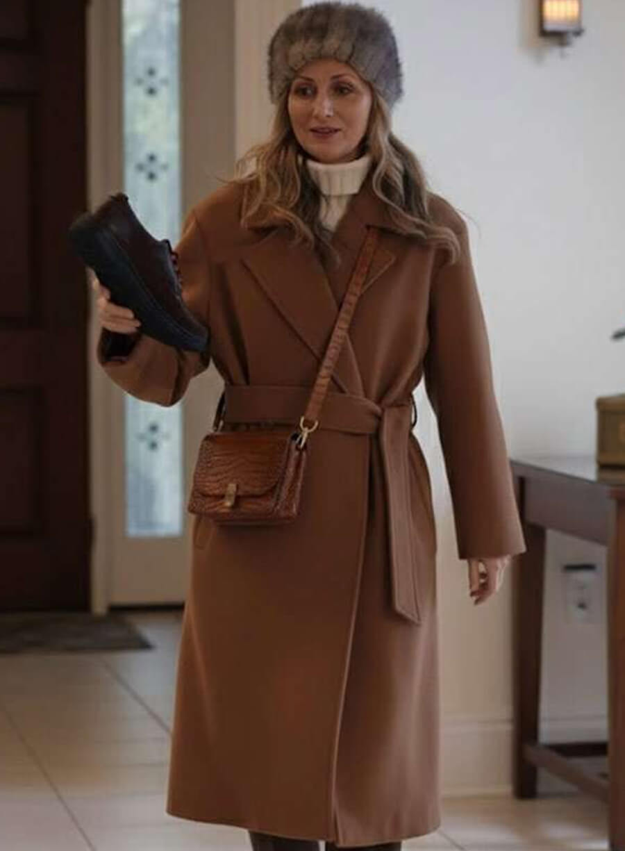 Man Vs Baby Kelly Hampson Brown Wrap Coat