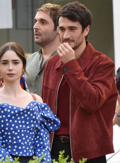 Marcello Emily in Paris S04 Red Suede Leather Jacket