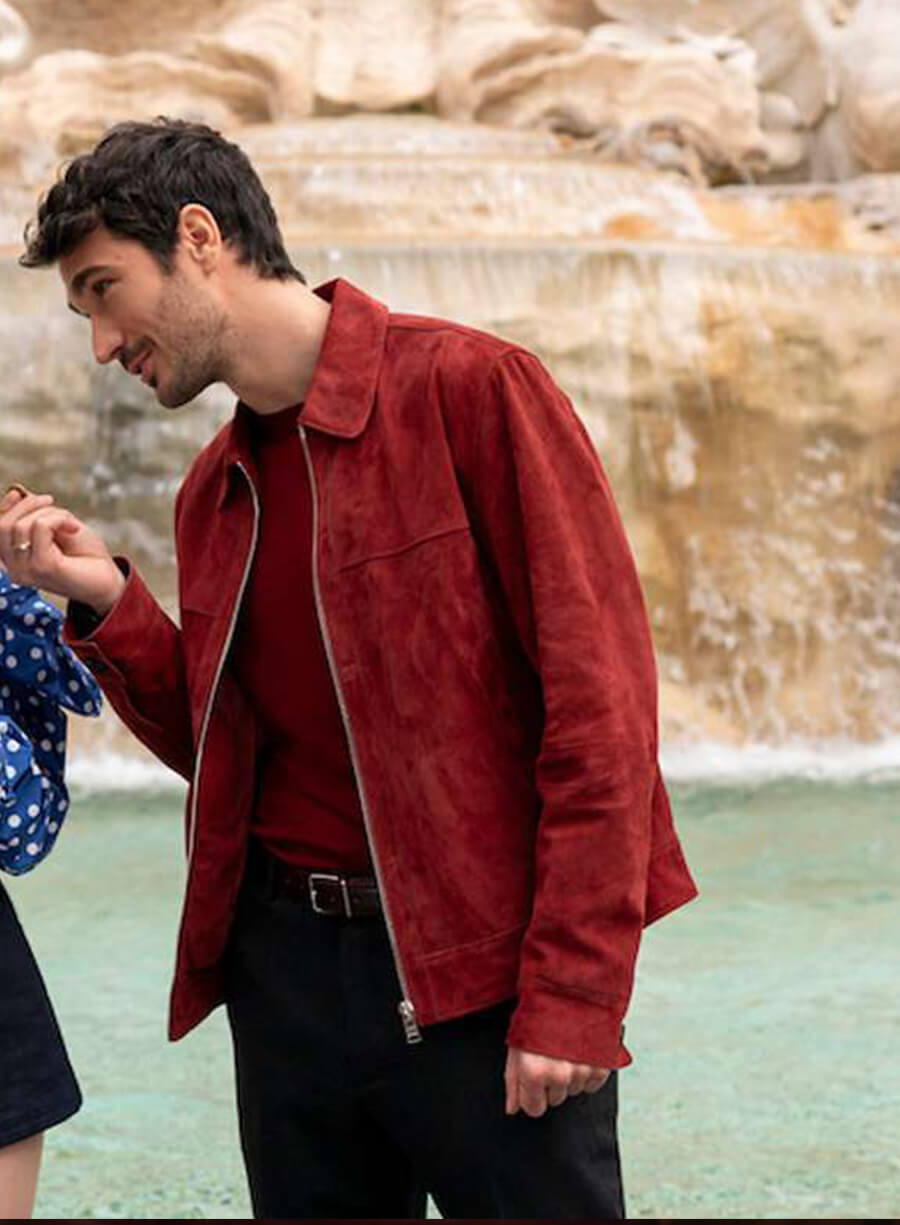 Marcello Emily in Paris S04 Red Suede Leather Jacket