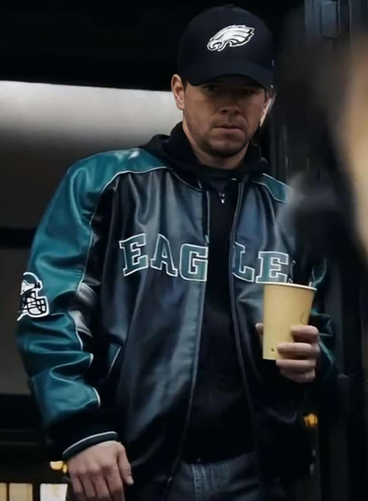 Mark Wahlberg Blue and Black Leather Jacket